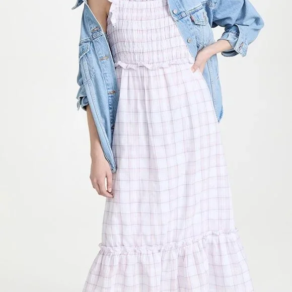 English Factory Plaid Midi Dress with Ruffles - NWOT, Excellent Condition - Picture 2 of 6